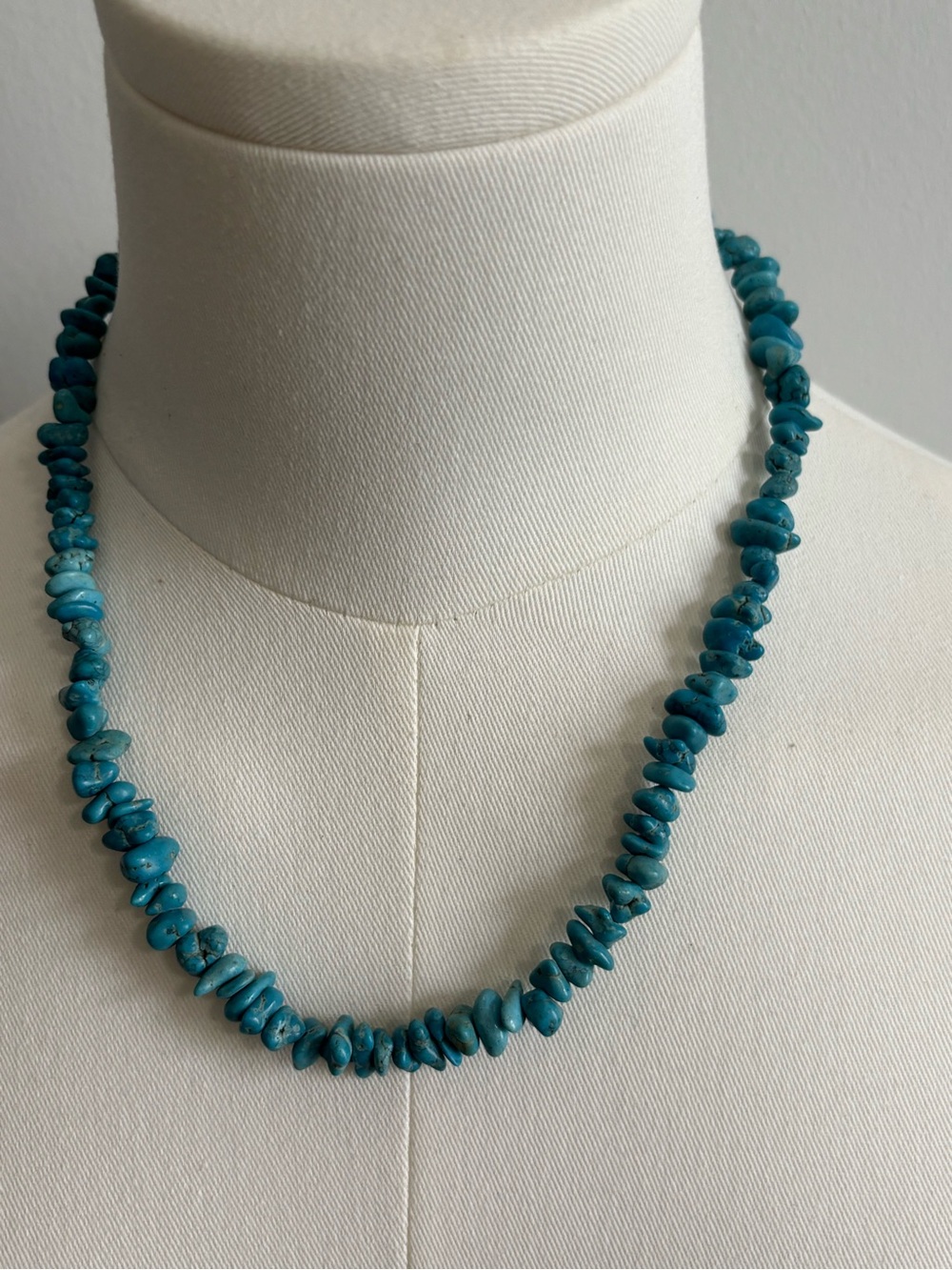 Handcrafted Turquoise colored Chip Necklace - Women Jewelry 20in